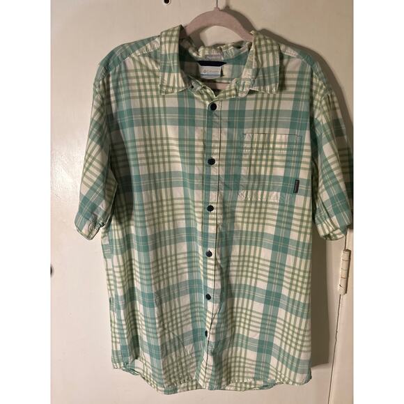Columbia Plaid Short Sleeve Button Up Shirt L Academia Minimalist Grandpacore - Picture 4 of 9